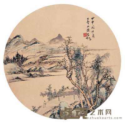郑石桥 1764年作 湖心清旷 扇片 